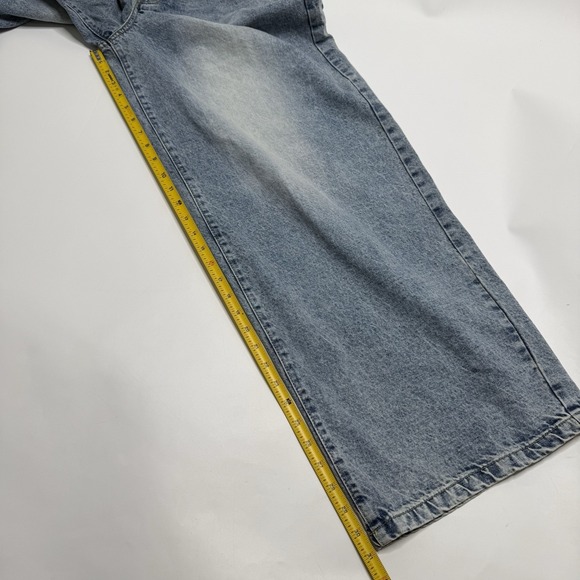 BoohooMAN Baggy Rigid Washed Jeans Light Blue Size 34 Button-Fly Actual 36x31 - Picture 7 of 16